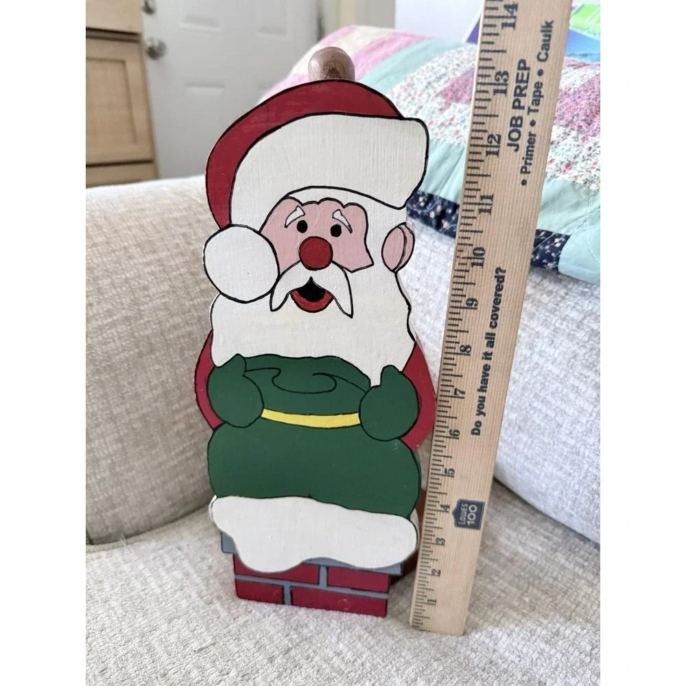 Vintage Wooden Handpainted Santa Paper Towel Holder Country Couture Farmhouse